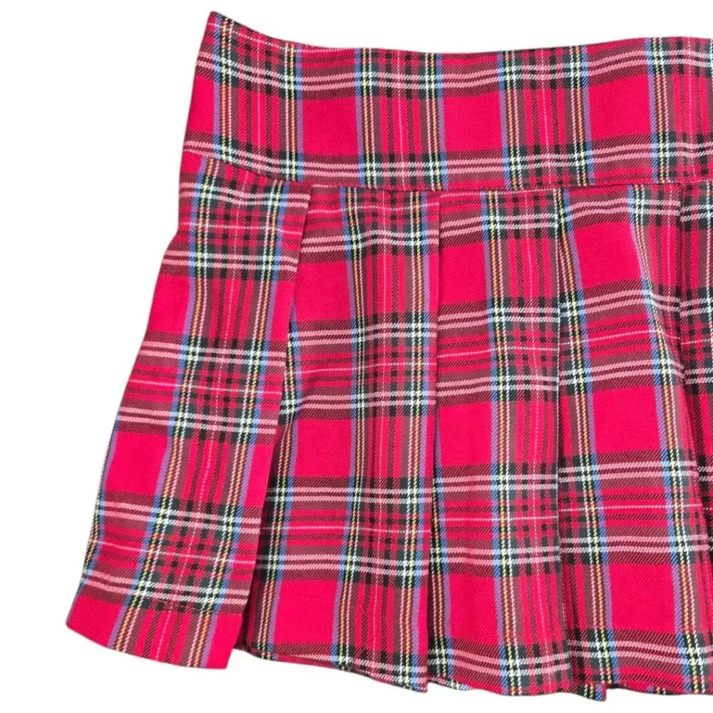 Hot Topic Red Plaid Mini Skater Skirt - L